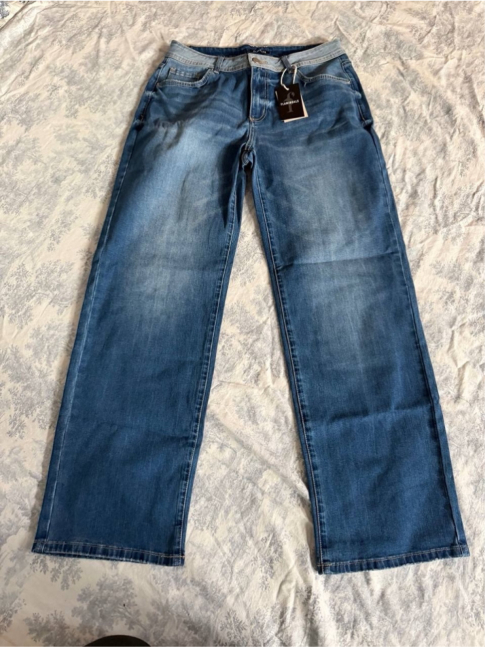 Flamingals Mid Rise Straight Leg Jeans for Women L